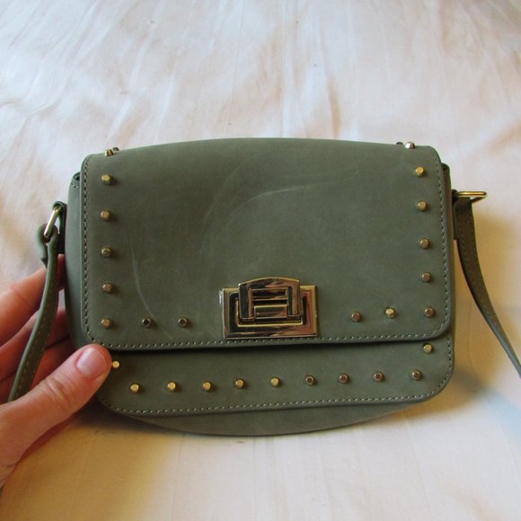 *2 for $25* Military Green Studded Leather Crossbody Bag - Picture 8 of 8